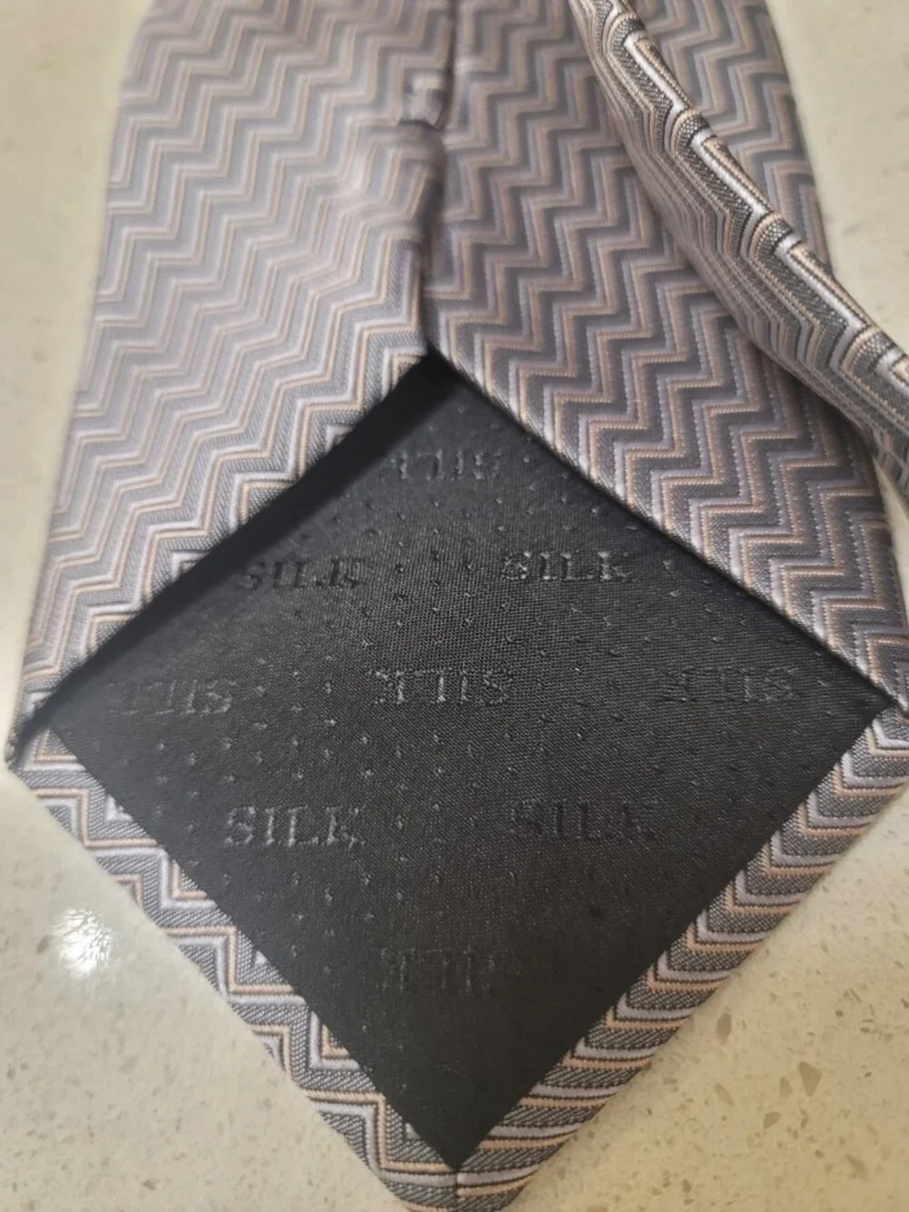 Balenciaga Paris Tie 100% Silk Made In Italy Geometric Gray